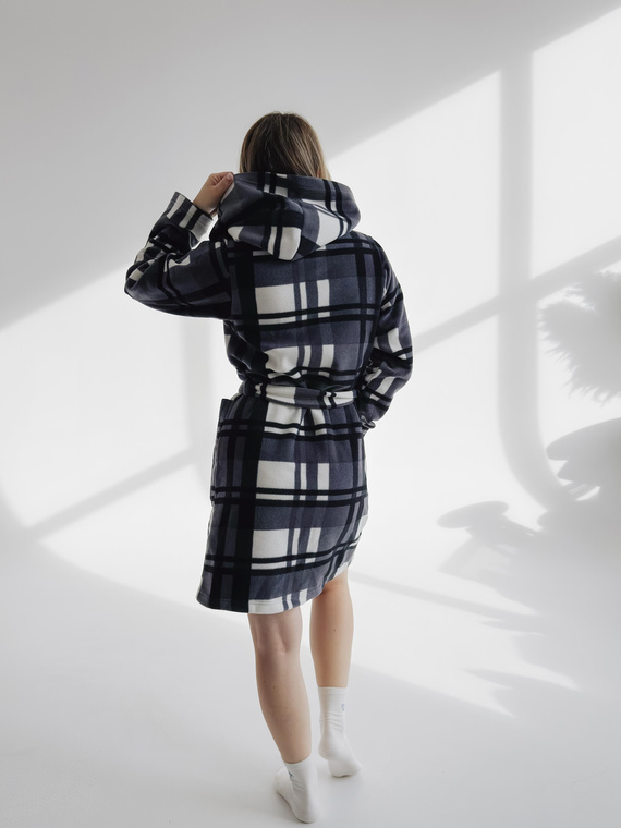 031 De Lafense Bademantel Decke - warmer Fleece Damen Bademantel Super Cozy, grau