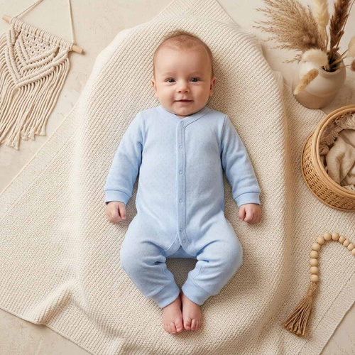 224058 Nicol Babystrampler Blau 100% Baumwolle Ajour