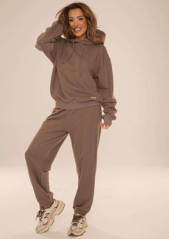 De Lafense Dune 075 Damen Baumwoll-Jogginganzug Kapuzenpullover und Hose - Fango