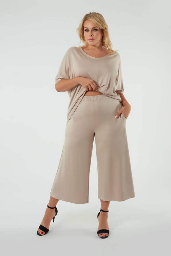 Soler Kurzarmbluse Italian Fashion - beige