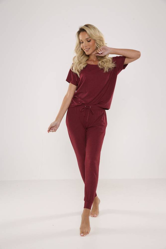 524 Paula Damen Schlafanzug De Lafense - kastanienbraun