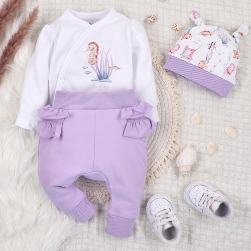 ABN-5472 Underwater World Nini Langarm-Wickelbody weiß – Bio-Baumwolle, für Babys