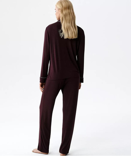Damenpyjama Atlantic NLP-495 aus Modal mit Kragen und langen Hosen