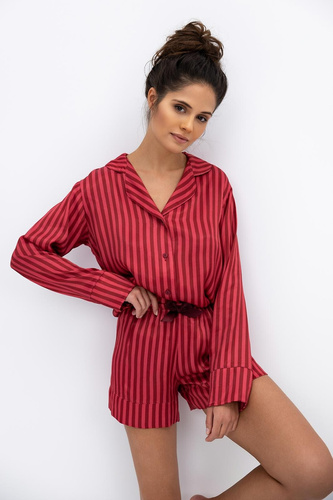 Vivienne Sensis Damenpyjama – Viskose, Reißverschluss, gestreift