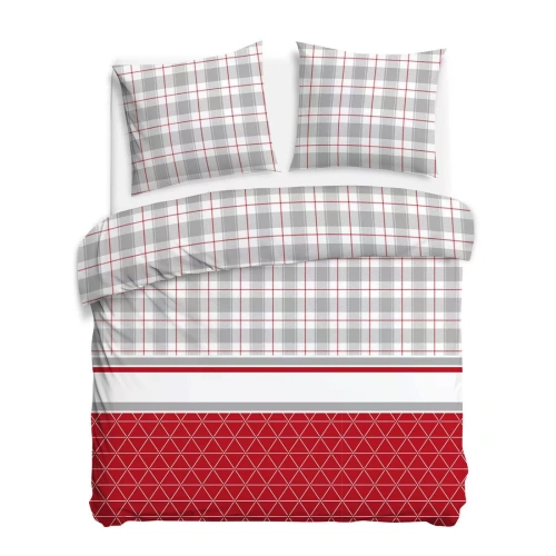 31516/1 Weihnachts-Flanellbettwäsche Flanelove Darymex grau rot – Set 100 % Baumwolle, warm und weich