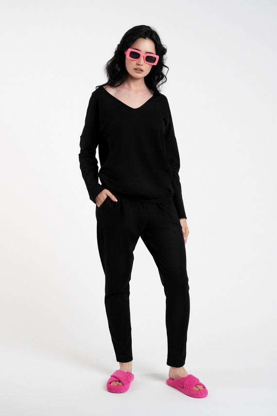 Karina Damen Langarmset, Hose Italian Fashion - schwarz