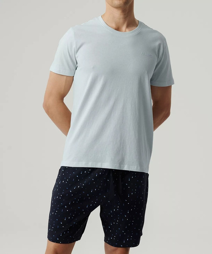 NMP-385 Herren-Kurzarmpyjama, Atlantic – Hellblau