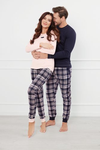 Brit Pajamas Herren Schlafanzug langarm, lange Hose Italienische Mode - marineblau/print 