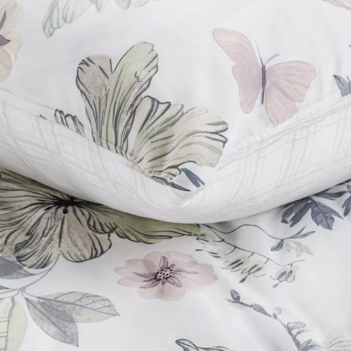 Frühling 37 Blumen Satinbettwäsche Eurovorhänge weiß/grün