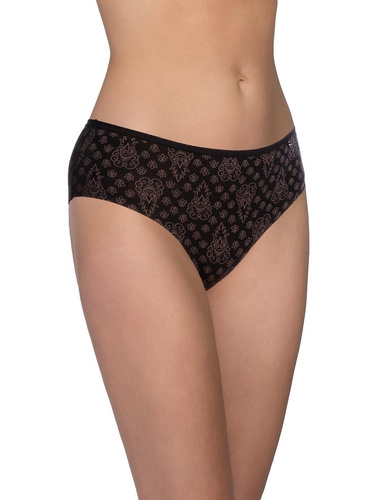 Lama LC-1607 BI Damen Baumwoll-Bikini-Slips Schwarz Mocca 2er-Pack