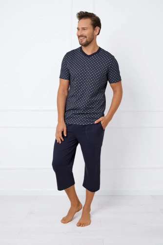 Gerard Herren Schlafanzug kurzarm, 3/4 Hose Italienische Mode - print/green