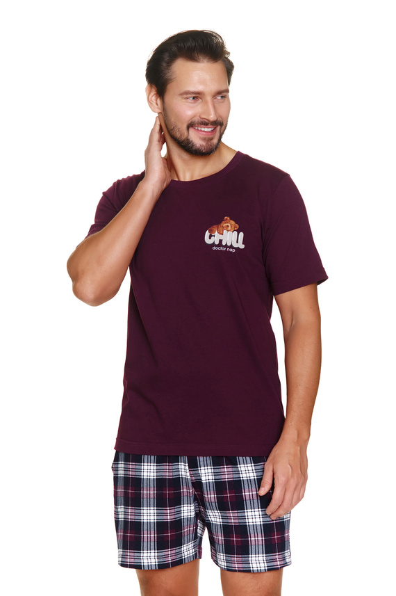 7201 „Chill“ Doctor Nap Herrenpyjama – Burgunderrot