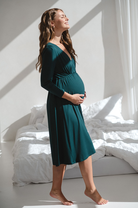 Bambus Still- und Umstandsnachthemd Star Light – atmungsaktiv, feminin, ideal für Klinik und Stillzeit