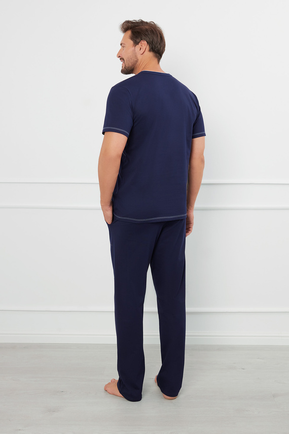 Salomon Herren Schlafanzug mit kurzen Ärmeln, lange Hose Italian Fashion - navy blau/blau