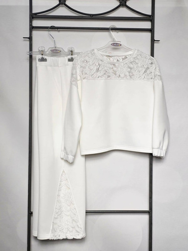 Eliza Bambarillo cremefarbenes Set mit Spitze für Mädchen