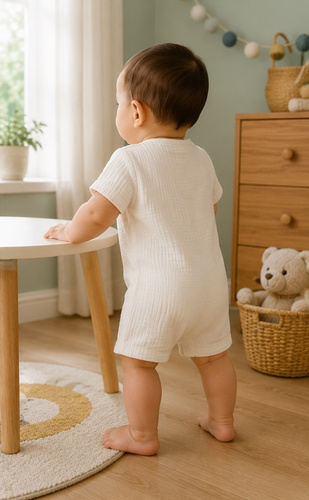 RA55203 Mamatti Musselin Sommer-Romper ecru mit Holzknöpfen