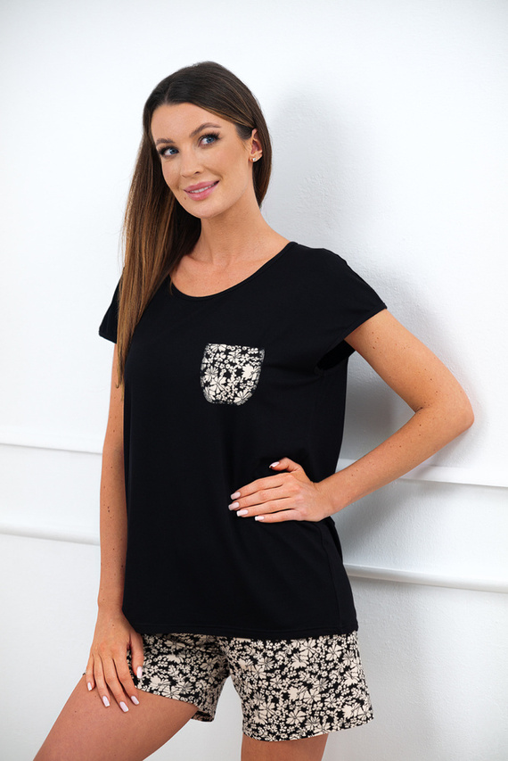 Birma Damen Schlafanzug mit kurzen Ärmeln, kurze Hose Italian Fashion - schwarz