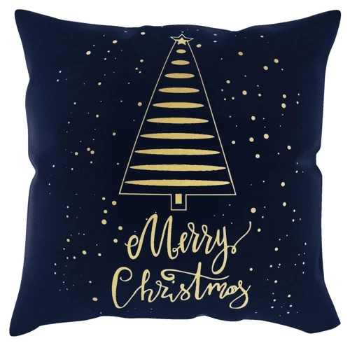 Tree Merry Christmas Weihnachtskissenbezug von Needle and Thread, Marineblau