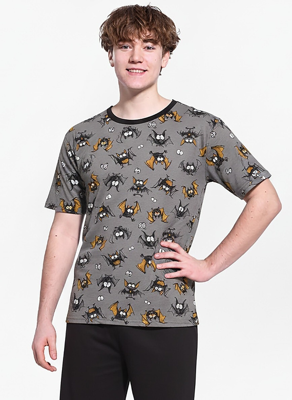 133/53 Bat F&Y Cornette Jugendpyjama, grau – Baumwolle, kurze Ärmel