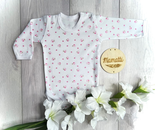 Mamatti Baby-Body BD15326 Blumen – Langarm, Baumwolle