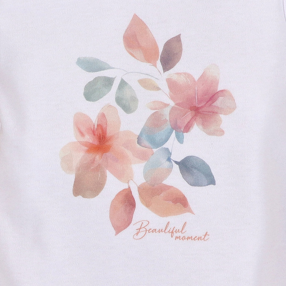 ABN-5418 Bunte Blumen Kurzarm-Body aus Bio-Baumwolle Nini weiß