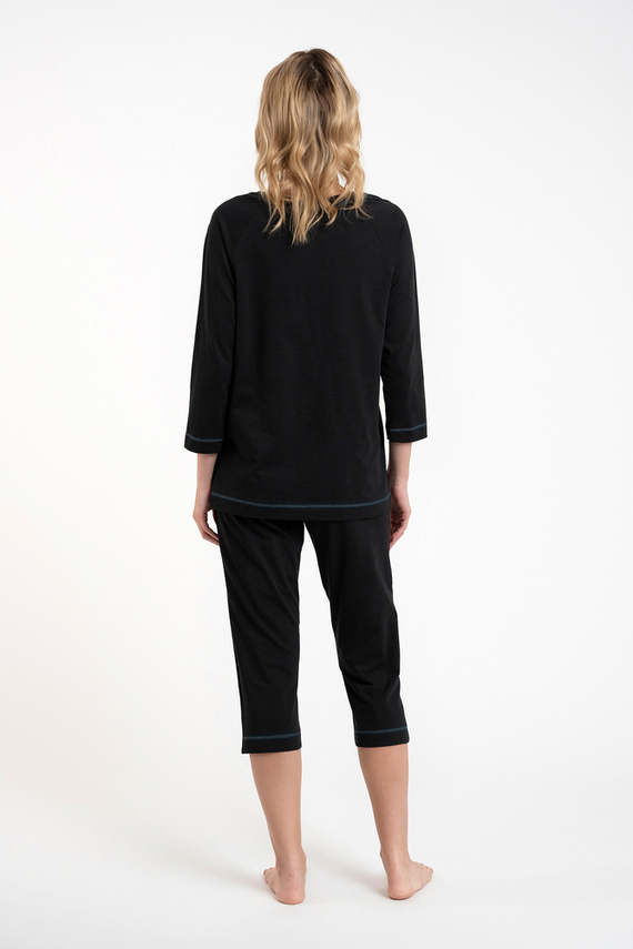 Olza Damen Schlafanzug 3/4 Ärmel, 3/4 Hose Italian Fashion - schwarz