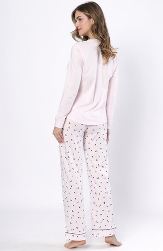 Piżama damska Laveza Afra 1617 – bawełna, jasny róż, długi rękaw