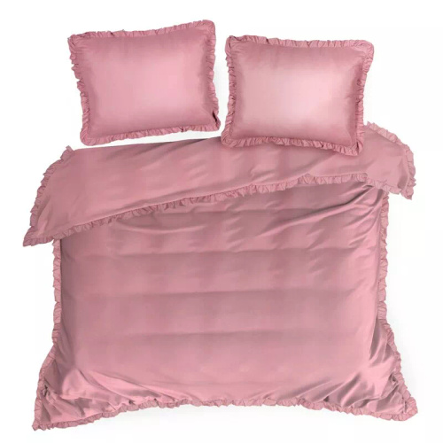 Eurofirany MI Mikrofaser-Bettwäsche mit Rüsche, weich, mit Reißverschluss, rosa