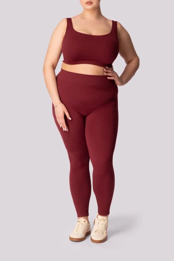 Gerippte Damenleggings Mona Burgund