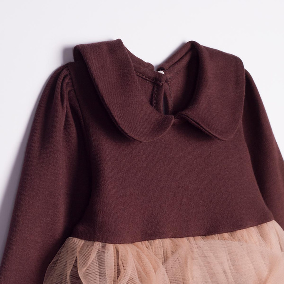 226167 Nicol HANIA Kleid mit Tüll beige braun langärmlig für Mädchen