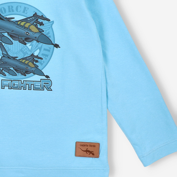 KAR-1014 Langarmbluse für Jungen Lagarto Verde blau – Baumwolle mit Elasthan, polnische Produktion