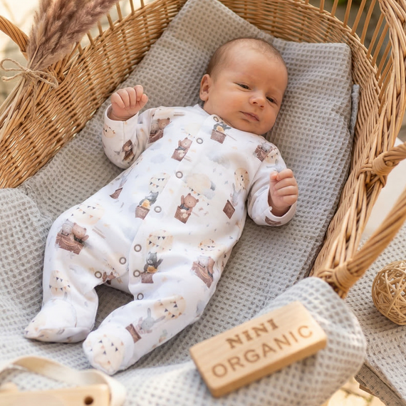 Baby-Strampler Nini Balloon Friends 100% Bio-Baumwolle für Neugeborene