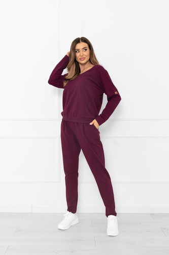 Karina Damen Trainingsanzug Set Italian Fashion burgundy - Baumwolle, bequem