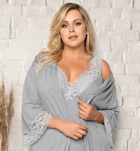 Samaria Robe Italian Fashion 3/4 Ärmel - grau