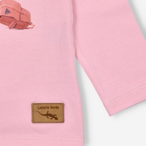 KAR-3011 Lagarto Verde Langarmbluse für Mädchen, rosa – stilvoll, Baumwolle, polnische Produktion