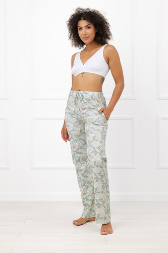 Damenhose Sandra Italian Fashion aus Baumwolle, lang, kariert, mit Taschen