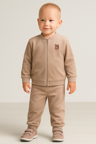 Bär Kinder-Samt-Trainingsanzug Bambarillo beige | Weiches Set