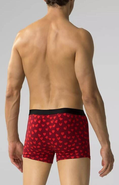 2GMH-026 Atlantic Herren-Boxershorts – Schwarz – Burgunderrot