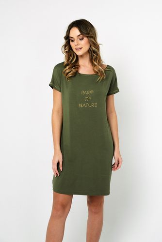 Natura Damen Nachthemd, kurzarm Italian Fashion - khaki