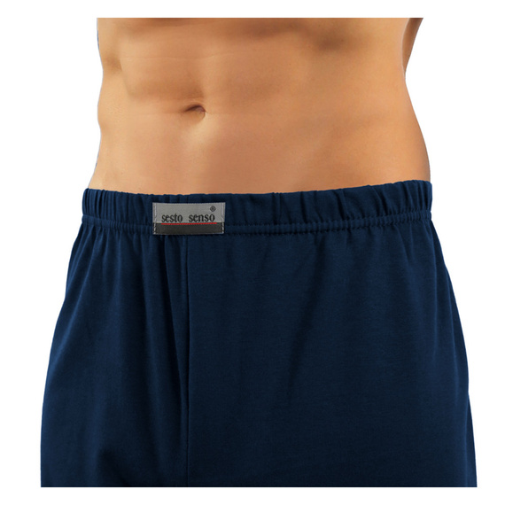 Kurzärmliger Herrenpyjama mit Reißverschluss von Sesto Senso – marineblaue Anker
