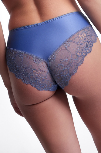 AVA 2302 Denim Klassischer Damen Slip aus Spitze Blau Komfortabel