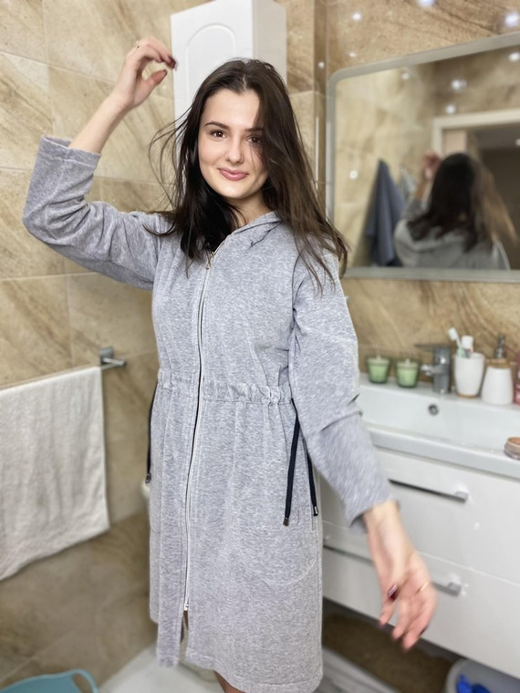 498 Macarena II Kurzer Morgenmantel für Damen Forex - hell melange