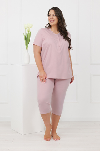 Hemaria Italian Fashion Damen-Baumwoll-Pyjama 3/4 Plus Size rosa