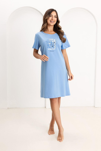Damen-Pyjama Regina 174, 100% Baumwolle, mit Print, Kurzarm, Komfort für jede Nacht