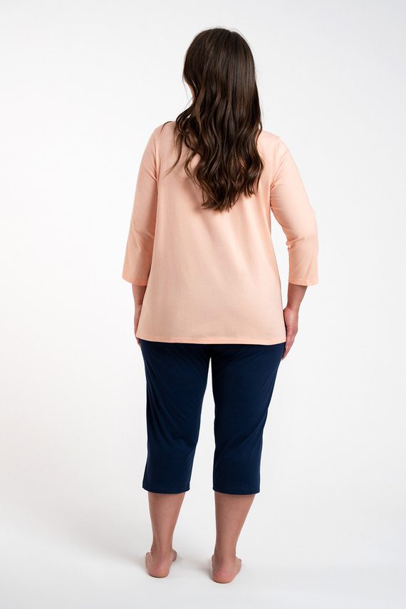 Arietta Damen Schlafanzug 3/4 Ärmel und 3/4 Hose Italian Fashion - lachs 