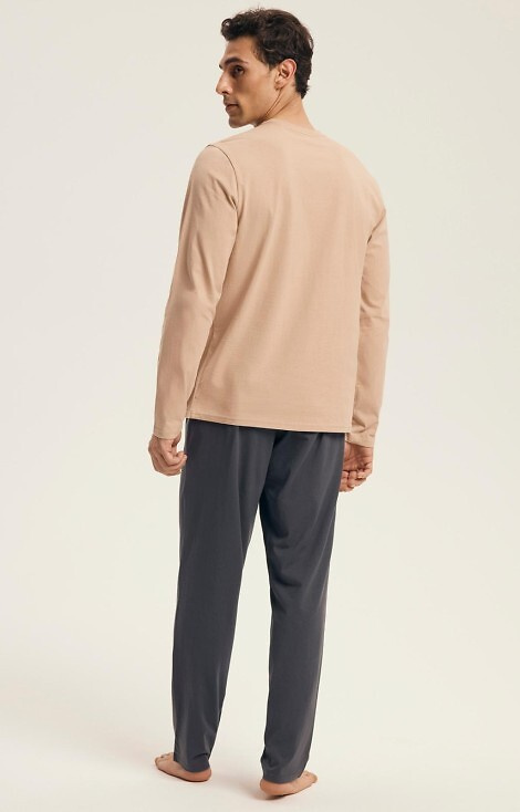 43474 Luro Henderson Core Herrenpyjama – Baumwolle, bedrucktes Oberteil, lange Hose