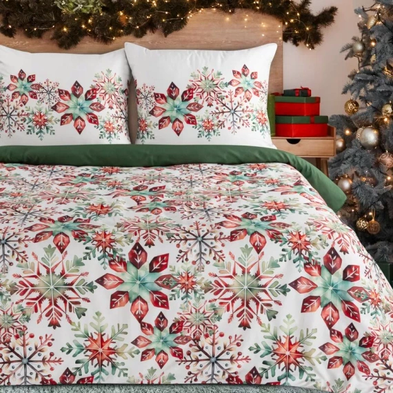 Weihnachtsbettwäsche Elsa Eurofirany beige 100% Baumwolle mit Reißverschluss