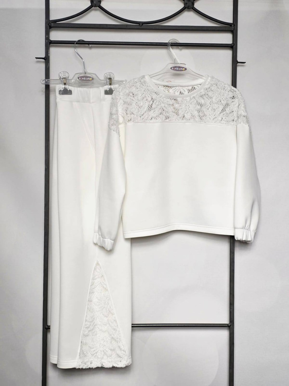 Eliza Bambarillo cremefarbenes Set mit Spitze für Mädchen