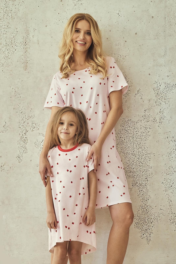 Mädchen-Nachthemd Maia 3546 Taro – Baumwolle, Kurzarm, buntes Muster