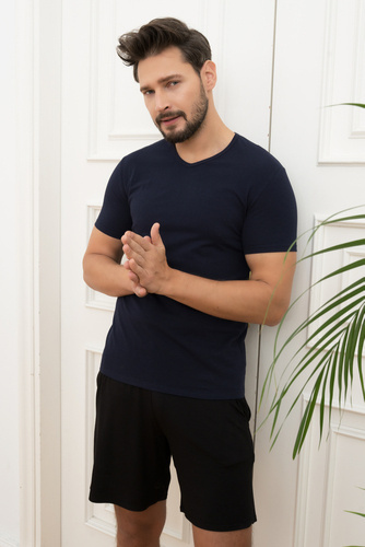 Ikar Herren-T-Shirt, Rundhalsausschnitt Italian Fashion - navy blau